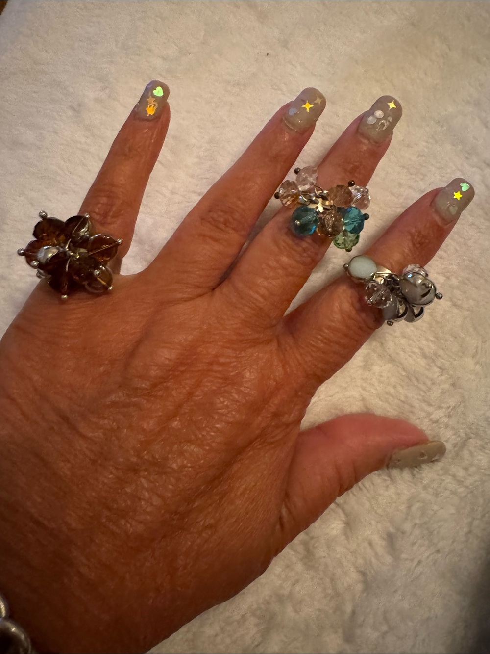 3 set Cluster Bead Statement Ring in Multicolor by